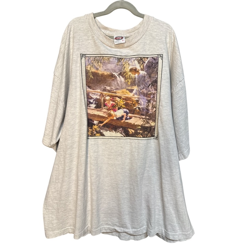 Brine Vintage Guardian Angel‎ Graphic T-Shirt Gray XL Cotton Authentic Y2K